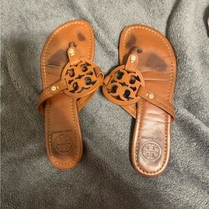 Tory Burch Tan Leather Slide Sandals